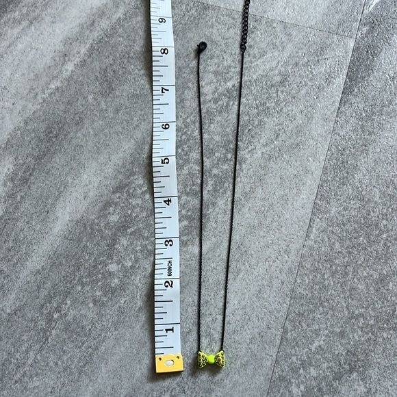 Blogilates Florescent Yellow Studded Bow Necklace with Black Chain w/ Extender - Picture 5 of 6